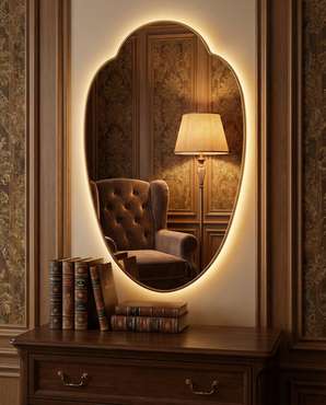 Настенное зеркало Milis в раме золотого цвета с подсветкой