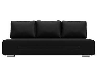 Прямой диван-кровать Приам черного цвета (экокожа)