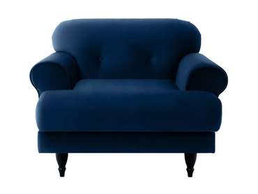 Кресло Italia в обивке из велюра темно-синего цвета с черными ножками