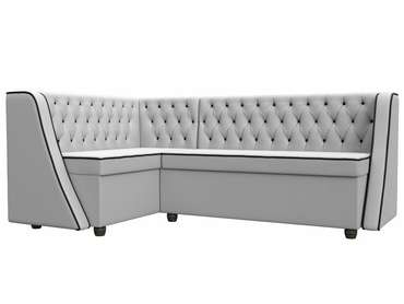 Кухонный угловой диван Лофт белого цвета (экокожа) левый угол