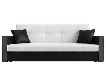 Прямой диван-кровать Валенсия бело-черного цвета (экокожа)