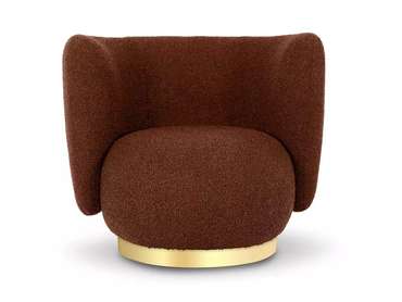 Кресло Lucca коричневого цвета с золотым основанием
