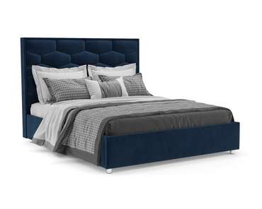 Кровать Рица 160х190 Luna 034 темно-синего цвета с подъемным механизмом