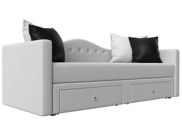 Прямой диван-кровать Дориан белого цвета (экокожа)