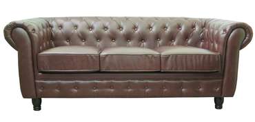 Кожаный диван Chesterfield brown 3S