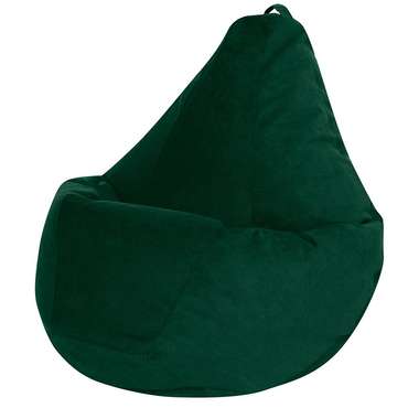 Кресло Мешок Груша XL в обивке из велюра темно-зеленого цвета 