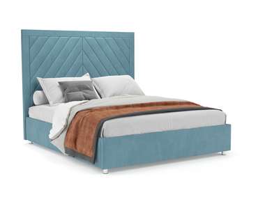 Кровать Мишель 160х190 Luna 089 голубого цвета с подъемным механизмом
