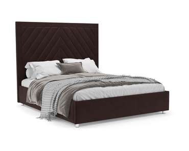 Кровать Мишель 140х190 темно-коричневого цвета с подъемным механизмом (велюр) 
