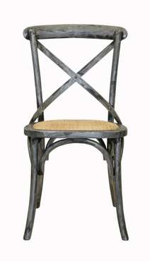 Венский стул Cross Back Silver с сидением из ротанга