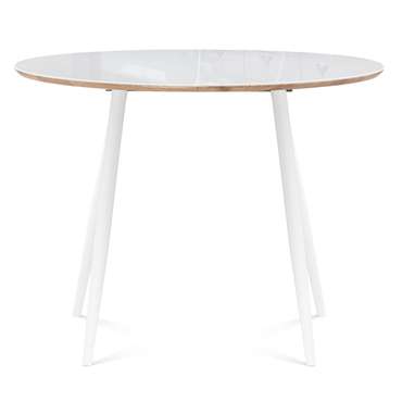 Раскладной обеденный стол Абилин со стеклянной столешницей белого цвета