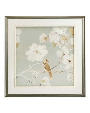 Постер в раме Birds and flowers–I 80х80 в раме серебряного цвета