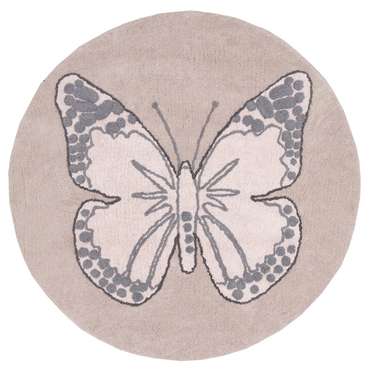 Ковер Бабочка диаметром 160 бежевого цвета
