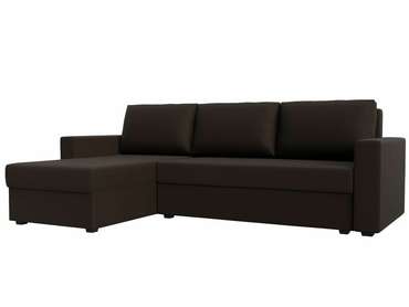 Угловой диван-кровать Траумберг Лайт коричневого цвета левый угол (экокожа)