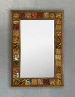 Настенное зеркало 43x63 с каменной мозаикой коричнево-красного цвета