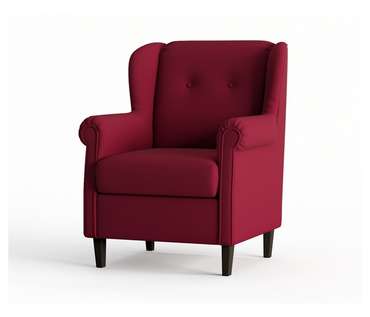 Кресло из велюра Леон бордового цвета
