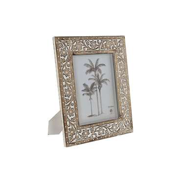 Фоторамка Home ESPRIT Белый Натуральный Стеклянный Древесина манго Индиец 31,5 x 2 x 36,5 cm