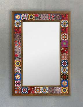 Настенное зеркало 43x63 с каменной мозаикой розово-синего цвета
