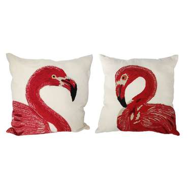 Набор из двух подушек Фламинго красного цвета