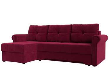 Угловой диван-кровать Леон бордового цвета левый угол