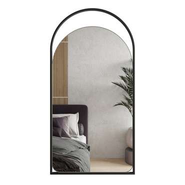 Дизайнерское арочное настенное зеркало Arkelo S  в металлической раме черного цвета.