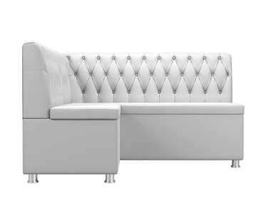 Кухонный угловой диван Мирта белого цвета (экокожа) левый угол