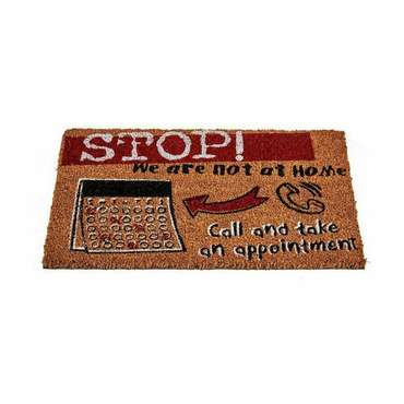 Дверной Коврик Stop Чёрный Красный Натуральный Кокосовое волокно 40 x 1,5 x 60 см (12 штук)