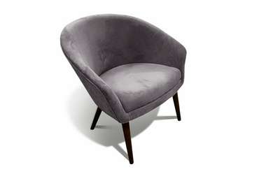 Кресло Тиана серого цвета с ножками цвета венге