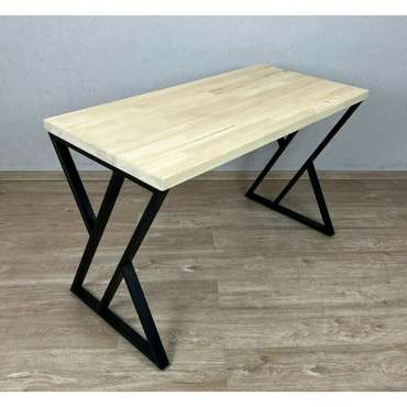 Стол обеденный Loft 120х60 со столешницей без покрытия и черными металлическими ножками