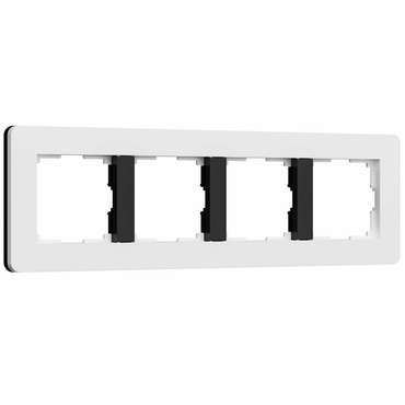 W0043068/ Рамка на 4 поста Split (белый/черный, soft-touch) W0043068 Split белый/черный, soft-touch