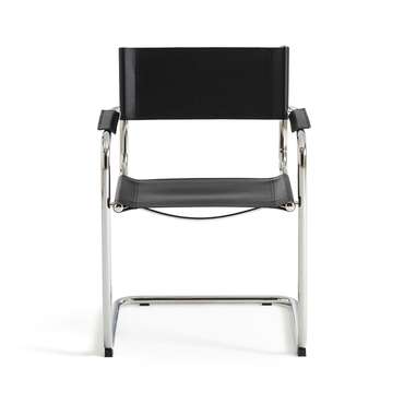 Кресло из кожи для столовой Winset черного цвета
