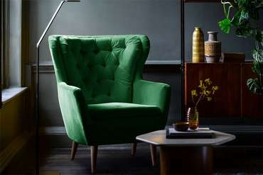 Кресло Дерби темно-зеленого цвета