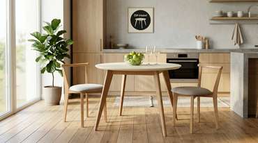 Стол обеденный Сканди D100 бежевого цвета