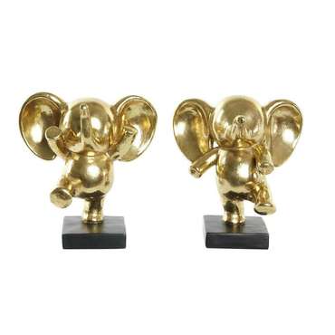 Декоративная фигура DKD Home Decor 19 x 14 x 20,5 cm Слон Чёрный Позолоченный (2 штук)