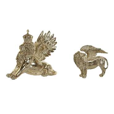 Декоративная фигура Позолоченный Лев 20 x 10,5 x 17,5 cm 29 x 13 x 25 cm (2 штук)