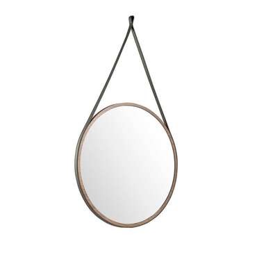 Настенное круглое зеркало в ореховой раме