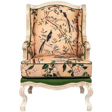 Кресло Шинуазри бежево-зеленого цвета