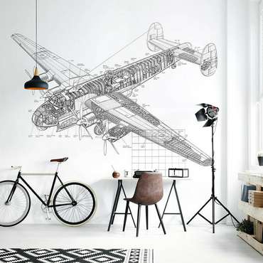 Дизайнерские обои Drawing Plane №1 шовные на флизелиновой основе