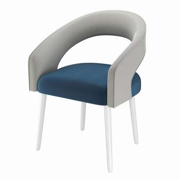 Стул-кресло мягкий Veronica синего цвета на белых ножках