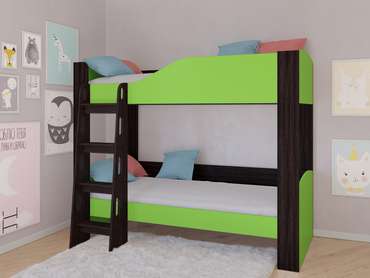 Двухъярусная кровать Астра 2 80х190 цвета Венге-салатовый