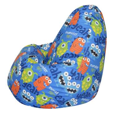 Кресло-мешок Груша XL Монстры синего цвета