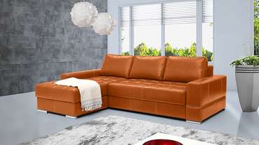 Угловой диван-кровать Матео оранжевого цвета