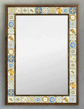 Настенное зеркало с каменной мозаикой 53x73 желто-синего цвета 