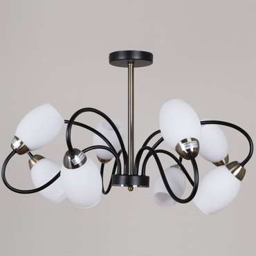 Люстра на штанге 01270-0.3-08B BK+AB (стекло, цвет белый)