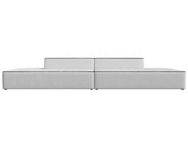 Прямой модульный диван Монс Лофт белого цвета с черным кантом (экокожа)