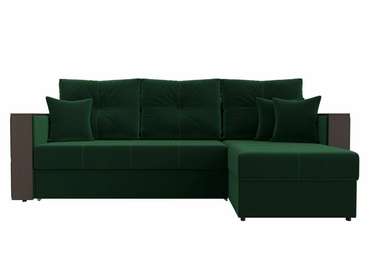 Угловой диван-кровать Валенсия зеленого цвета правый угол