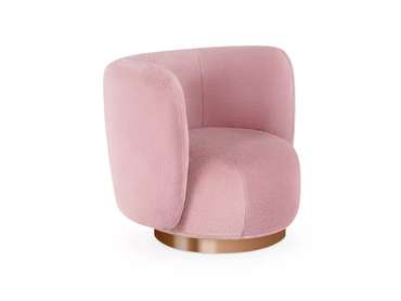 Кресло Lucca розового цвета с коричневым основанием 