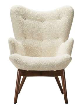 Кресло Хайбэк светло-бежевого цвета с коричневыми ножками