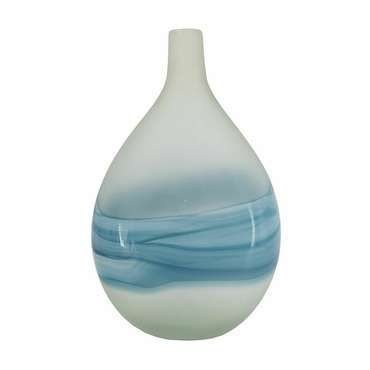 Стеклянная ваза бело-синего цвета