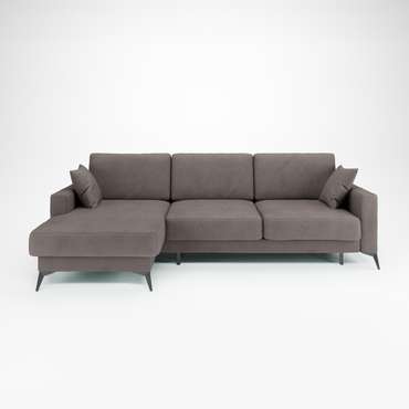 Угловой диван-кровать Наоми 2 серо-коричневого цвета левый