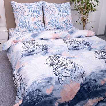 КПБ 'Традиция' дуэт, поплин, 100% хлопок, пл. 118 гр./кв.м., 'Дикие кошки'